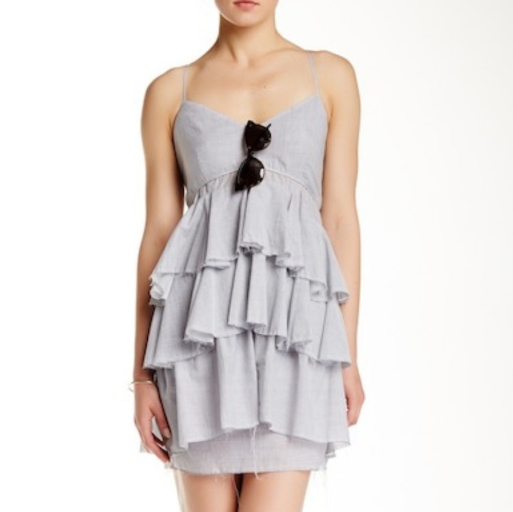 BCBGeneration Tiered V Neck Stripe Dress